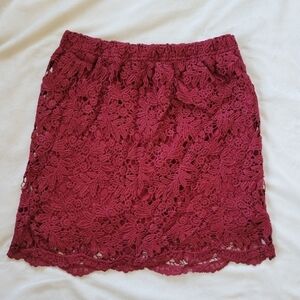 LA Hearts Burgundy lace lined mini skirt S